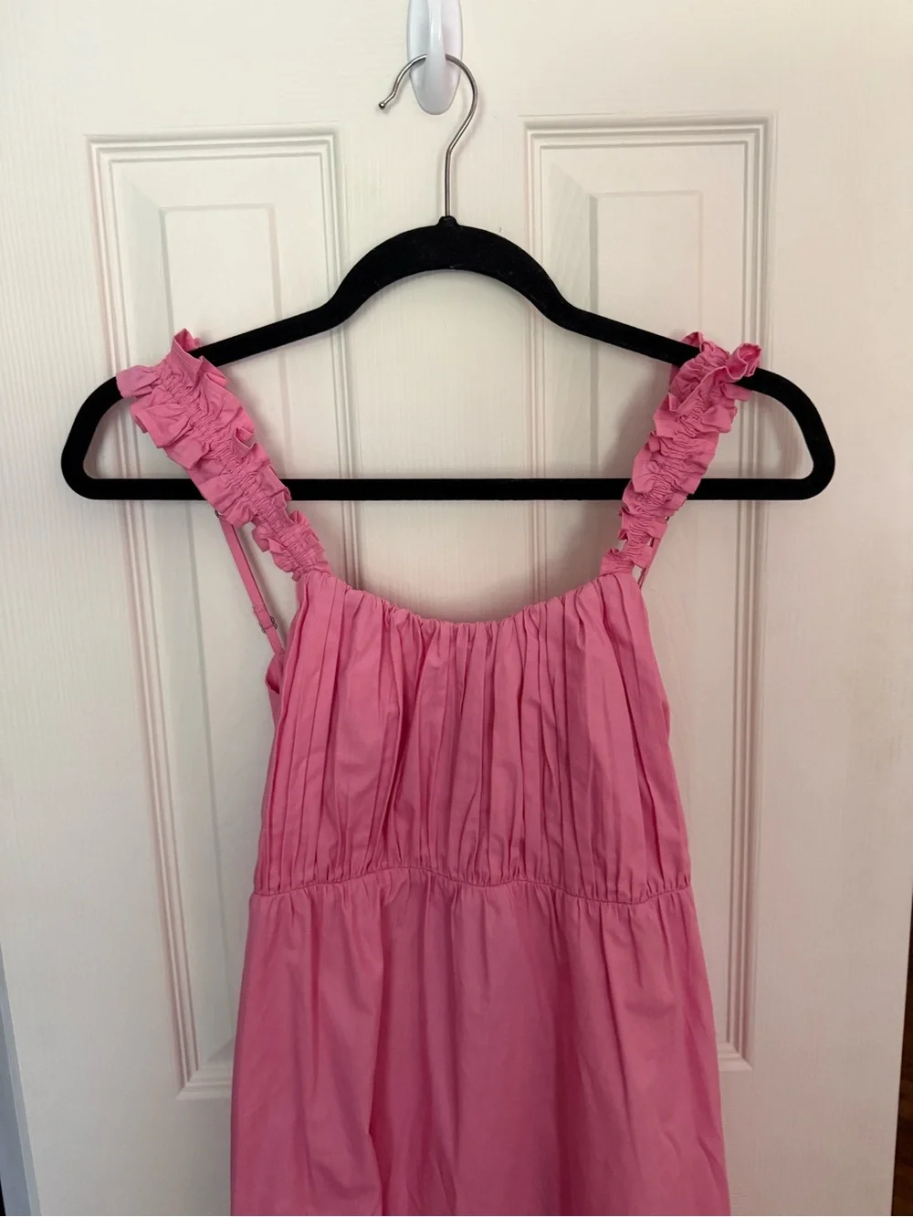 Abercrombie & Fitch Pink Ruffle-Strap Maxi Dress with Bow Back Detail